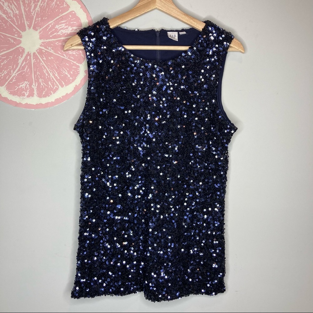 Gap navy sequin tank top size small tall